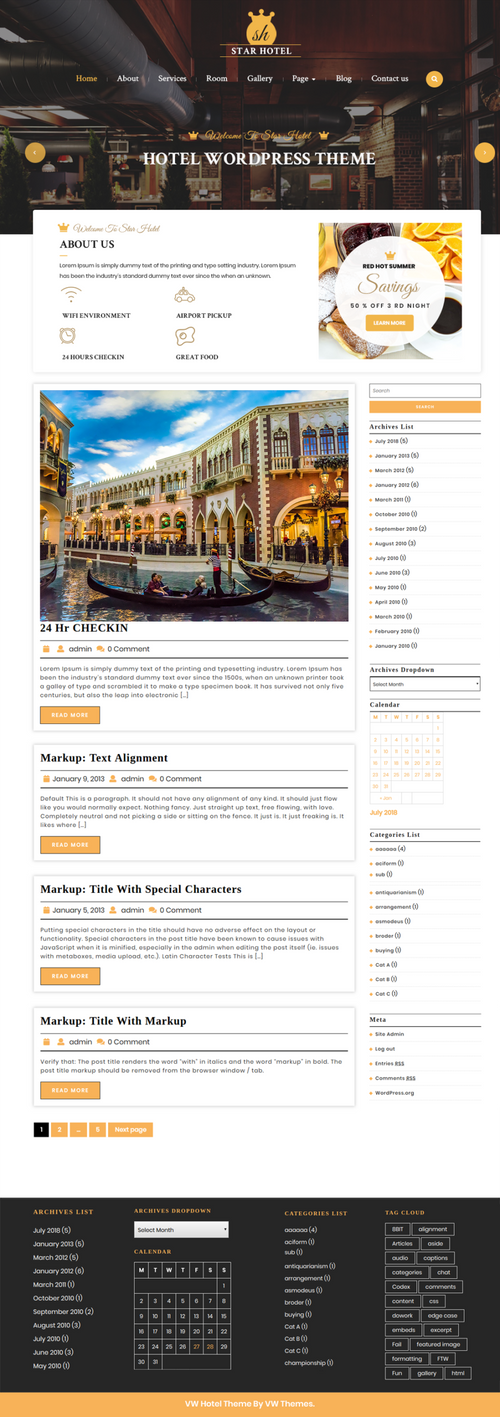 WordPress Hotel Theme