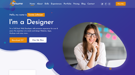 Free CV Resume WordPress Theme Thumbnail 